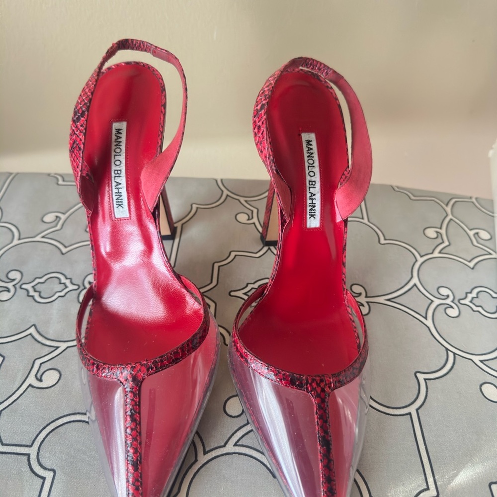 Manolo Blahnik Red Snakeskin Heels